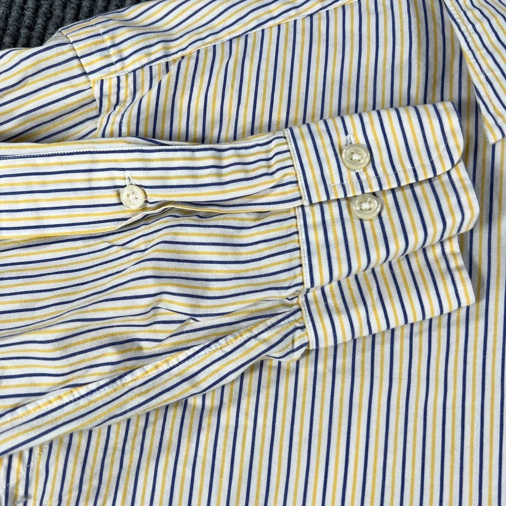 Polo Ralph Lauren Shirt Mens 15.5 34/35 Yellow Striped Long Sleeve Button Andrew